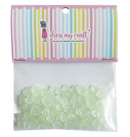 DRESS MY CRAFT WATER DROPLETS EMBELLISHMENTS - PASTEL GREEN HEARTS