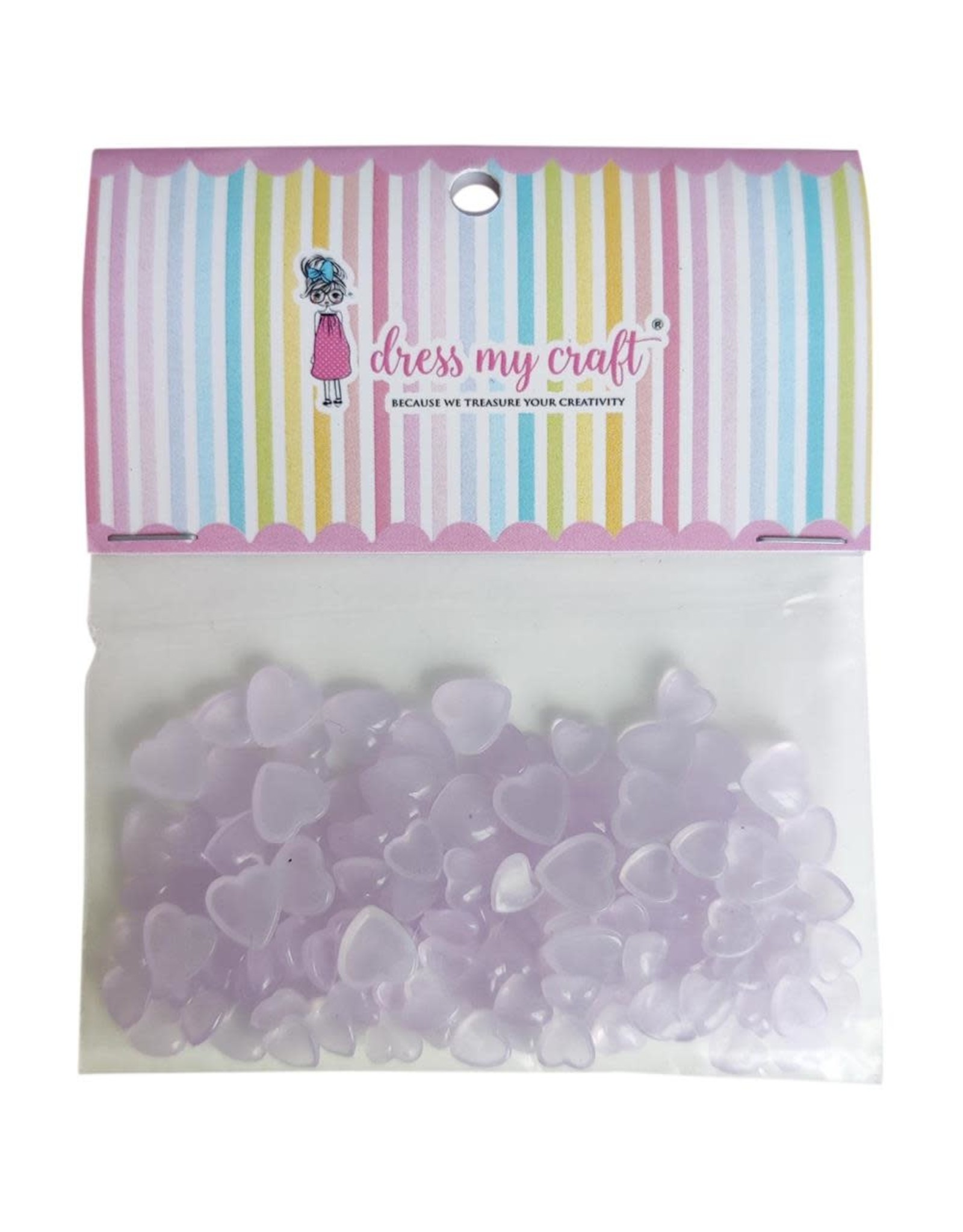 DRESS MY CRAFT WATER DROPLETS EMBELLISHMENTS - PASTEL LILAC HEARTS