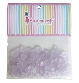 DRESS MY CRAFT Pastel Lilac Hearts Droplets Embellishments