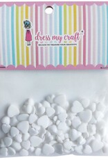 DRESS MY CRAFT Snow White Hearts Droplets Embellishements