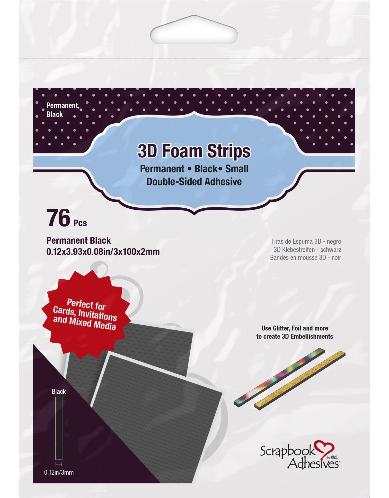 Scrapbook Adhesives 3D Foam Strips - Small - Black