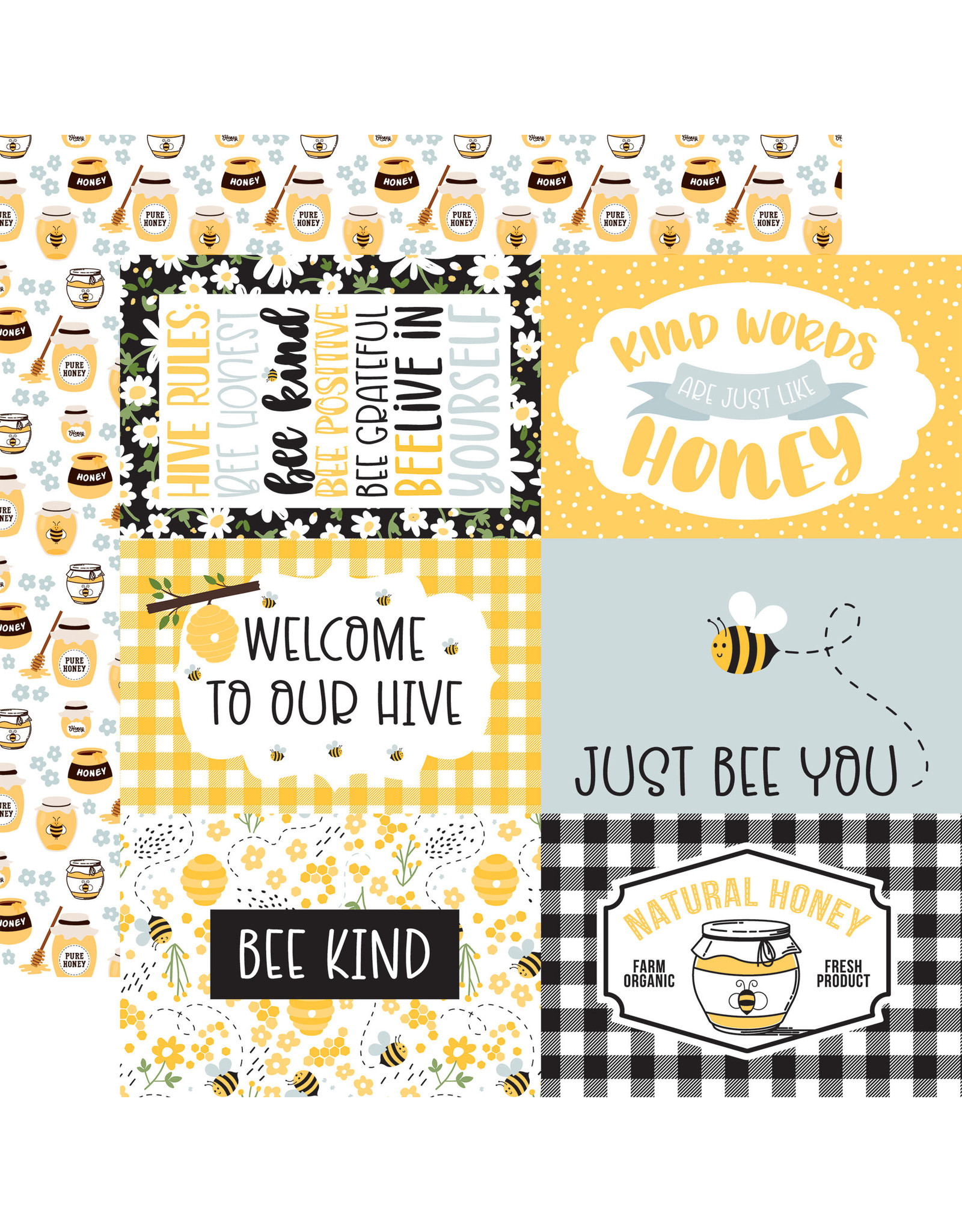 Echo Park Bee Happy 12x12 - 6x4 Journaling Cards