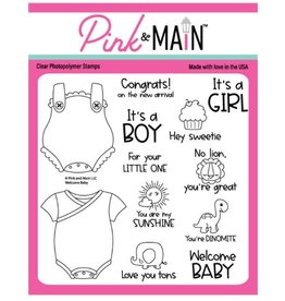 Pink & Main Welcome Baby 6x6 stamp
