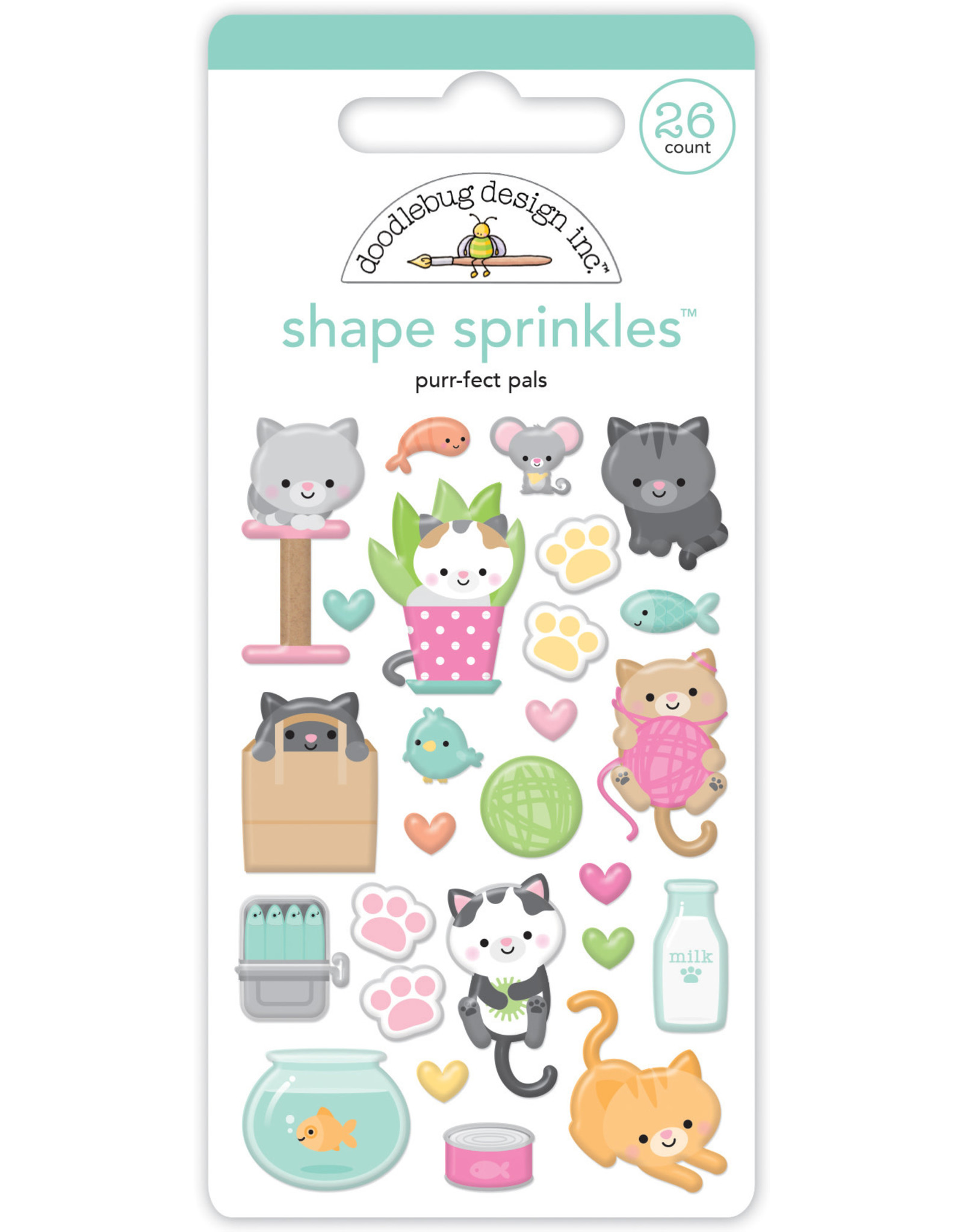 Doodlebug Design Pretty Kitty - Purr-fect Pals Shape Sprinkles