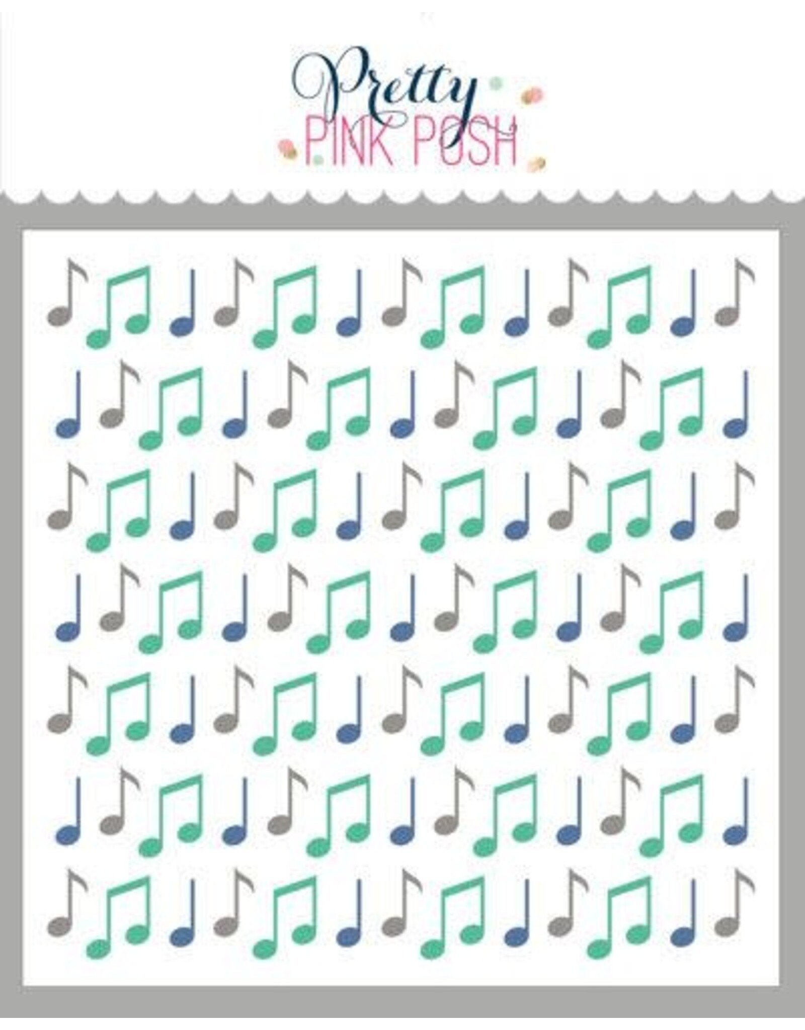 Pretty Pink Posh Layered Music Notes Stencil (3 Layer)