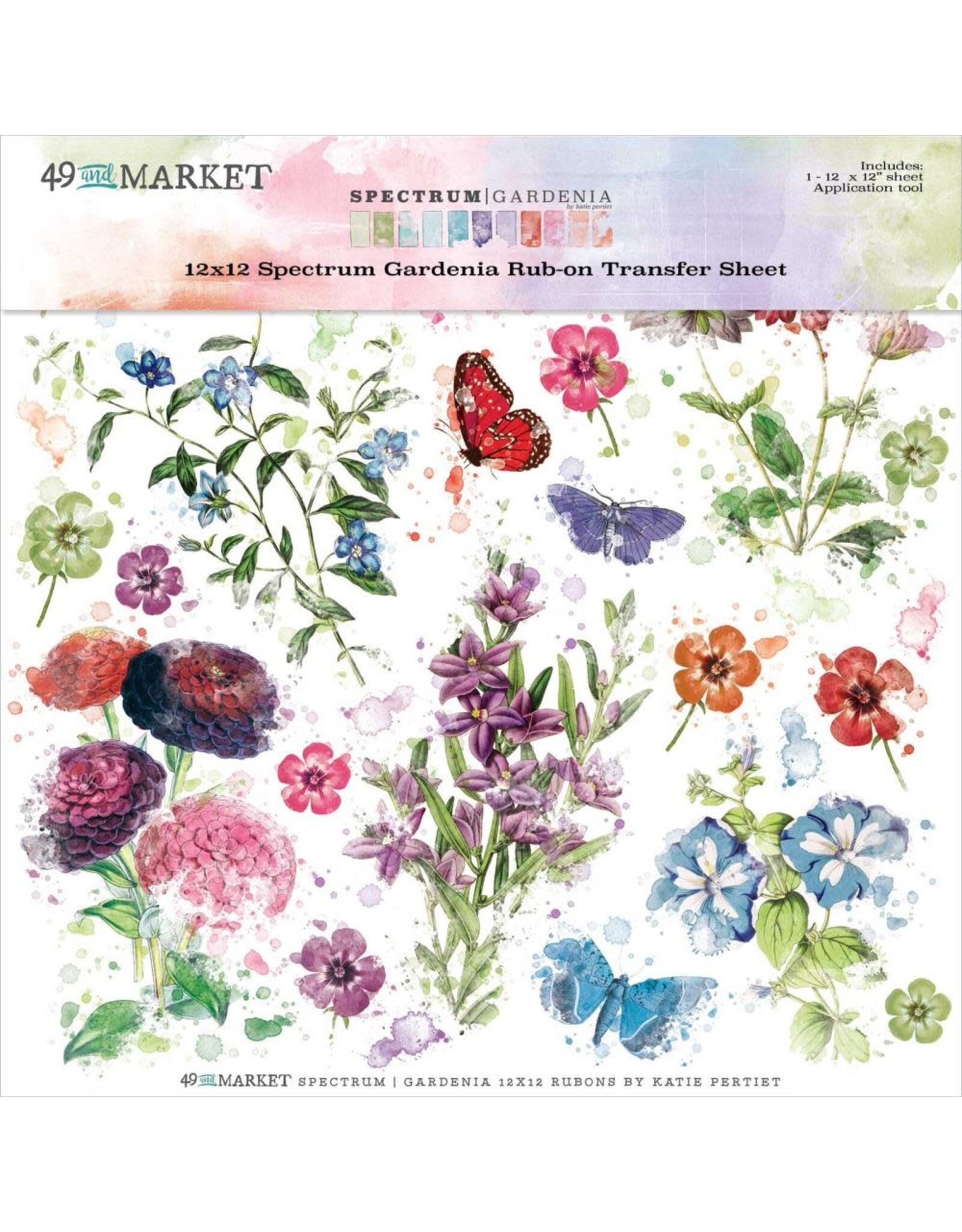 49 AND MARKET Spectrum Gardenia Rub-Ons 12x12 (1 Sheet)