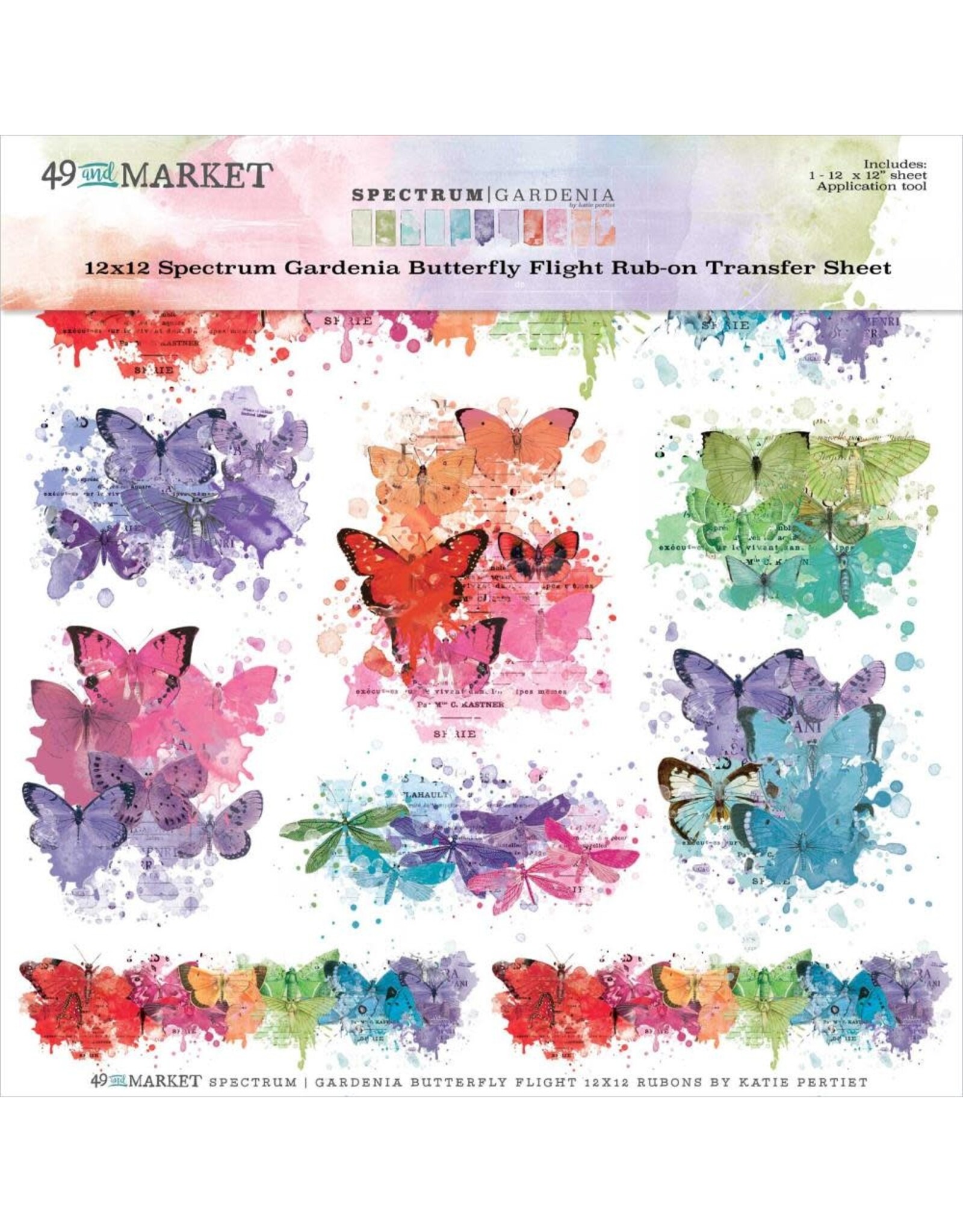 49 AND MARKET Spectrum Gardenia Butterfly Rub-Ons 12x12 ( 1 sheet)