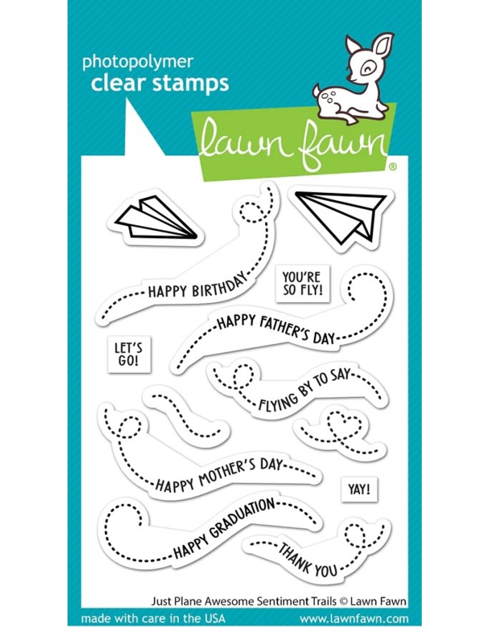 Lawn Fawn Just Plane Awesome Sentiment Trails - Clear Stamps