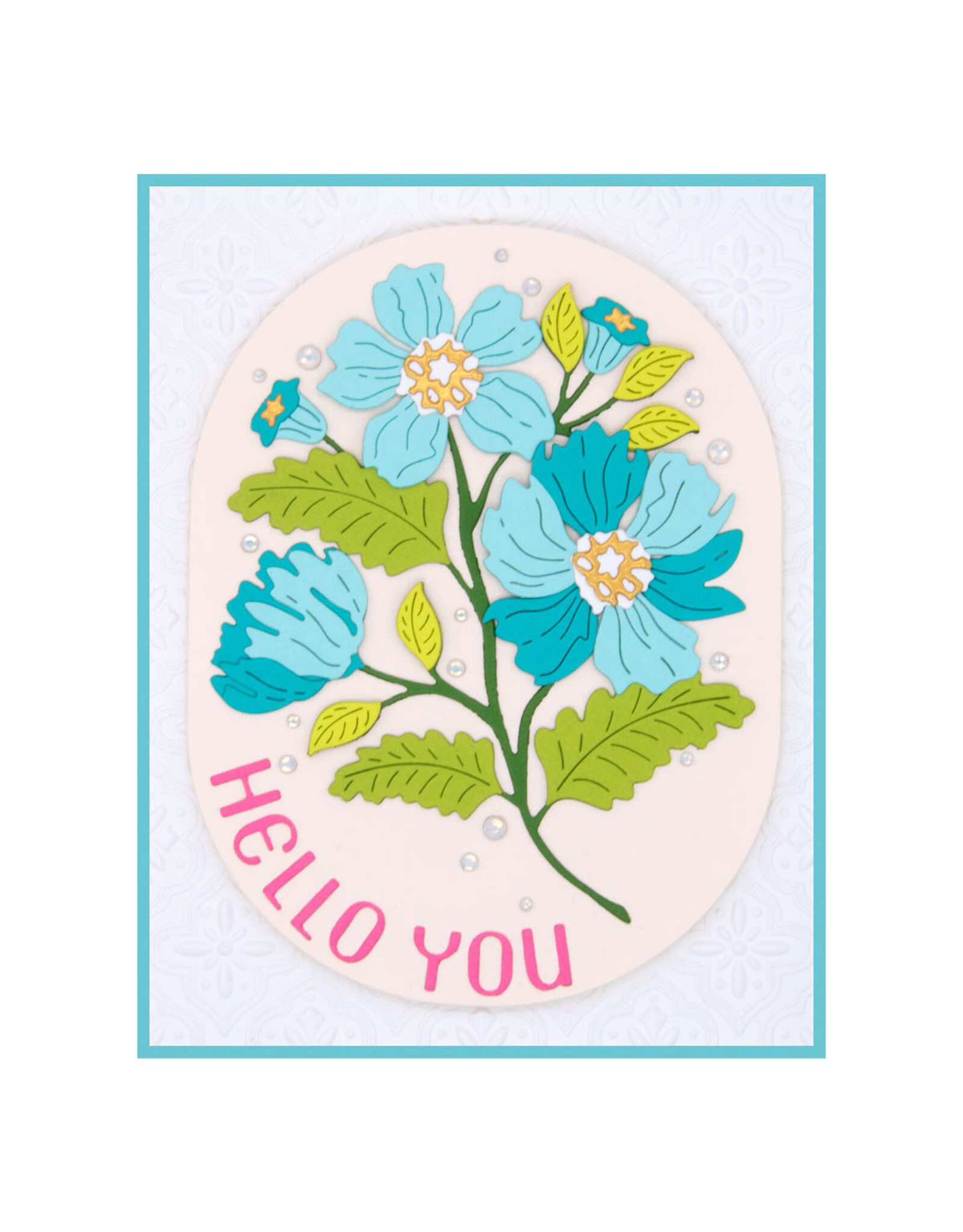 Spellbinders Stylish Ovals Collection - Stylish Oval Hello You Floral Etched Dies