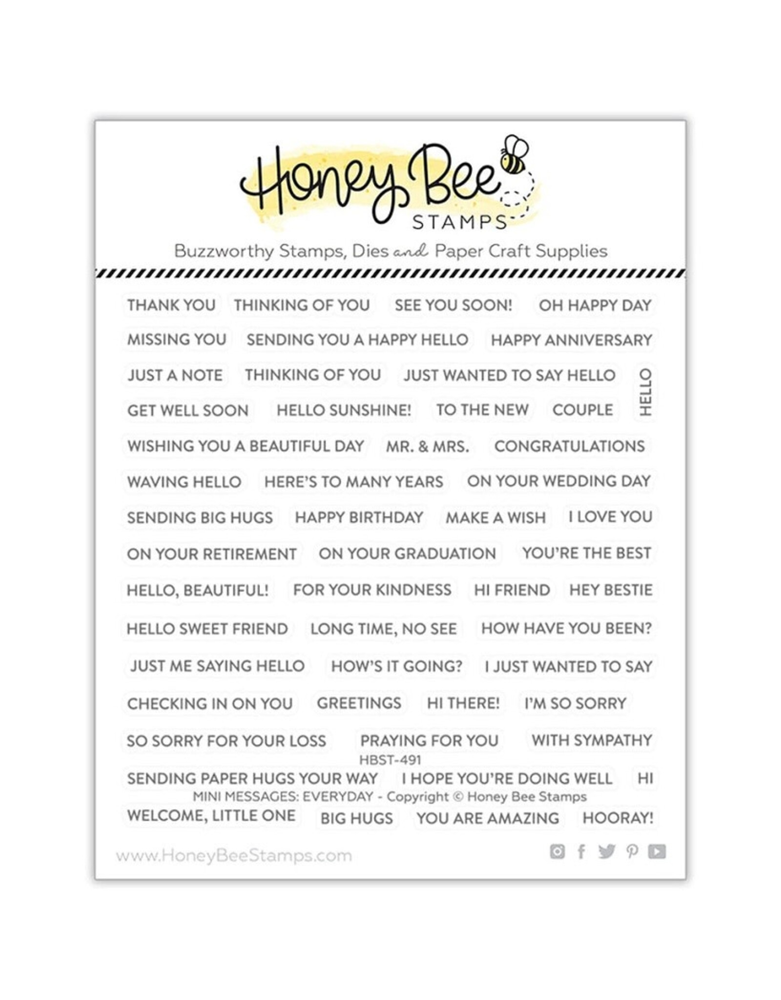 Honey Bee Mini Messages 6x6 Stamp Set