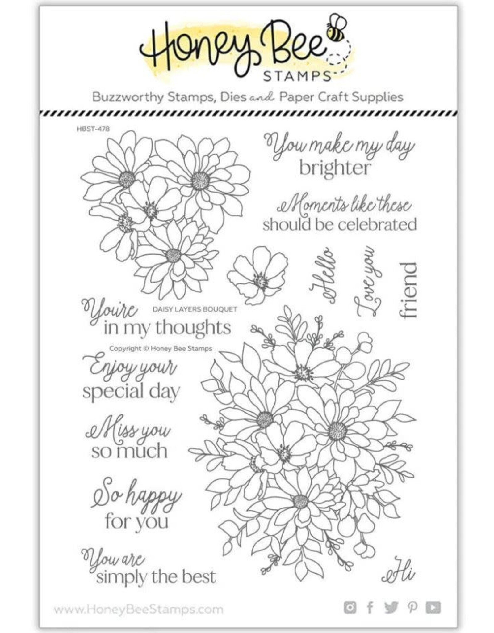 Honey Bee Daisy Layers Bouquet Stamp Set