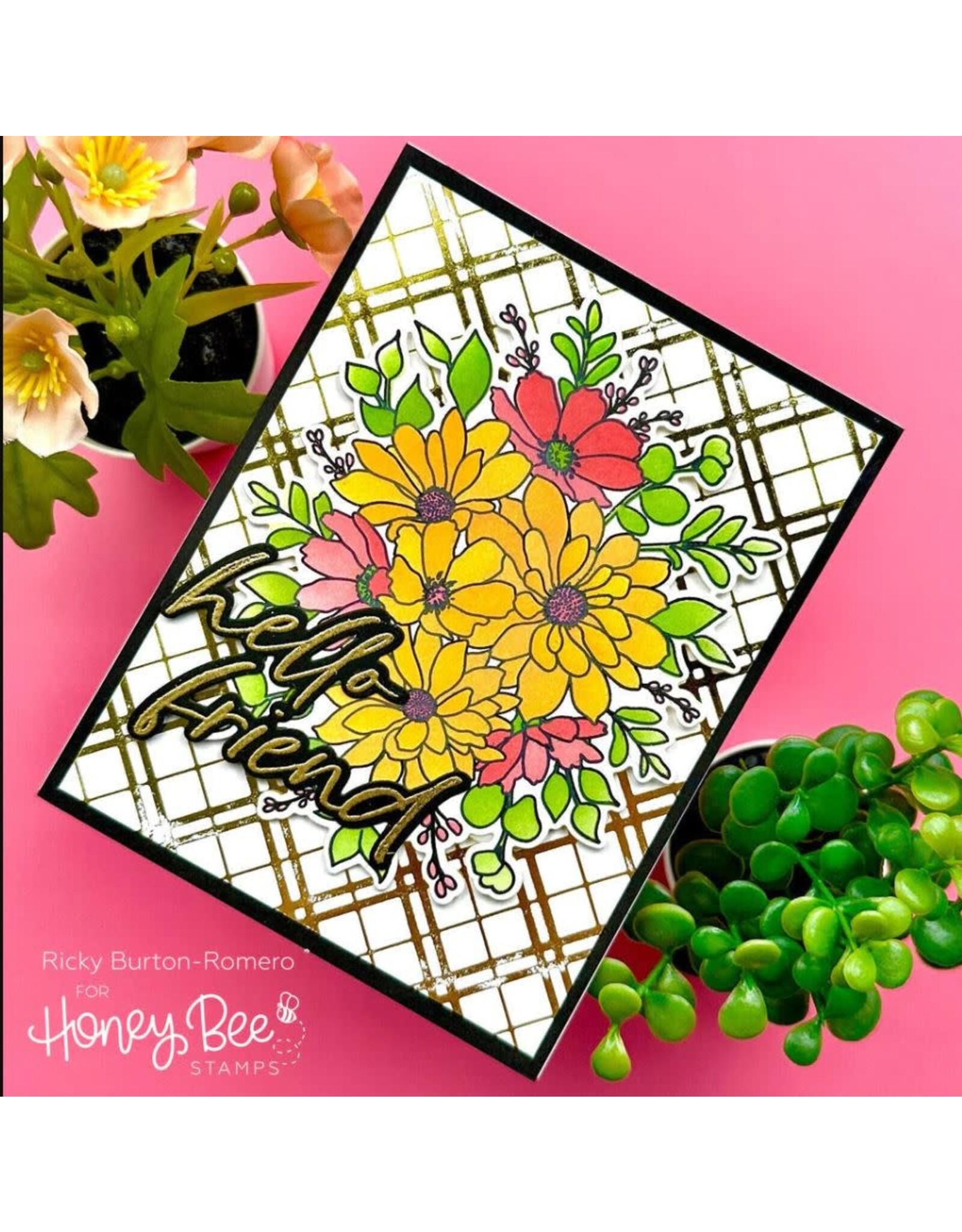 Honey Bee Daisy Layers Bouquet Stamp Set