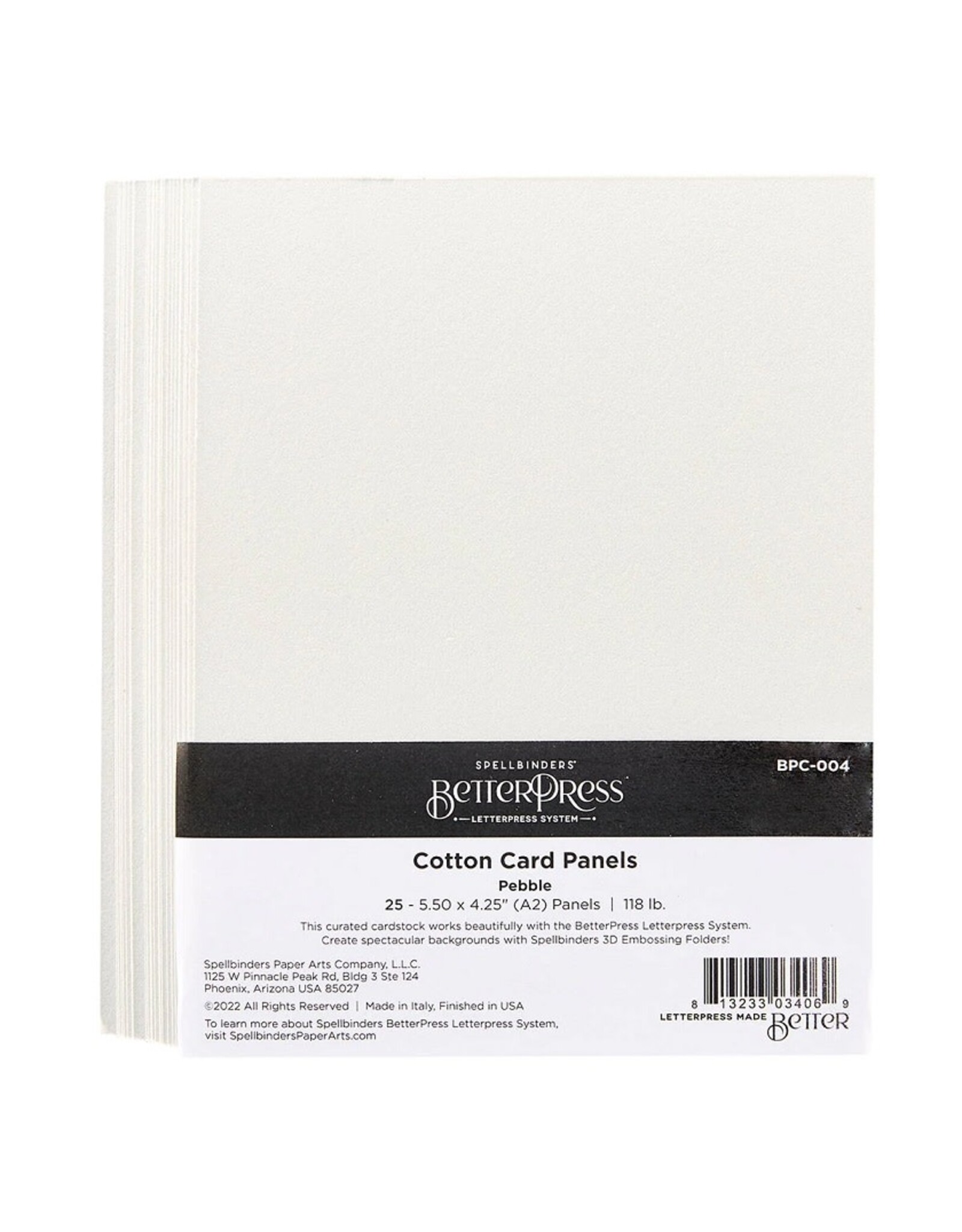 Spellbinders BetterPress A2 Cotton Card Panels - Pebble  25 Pack