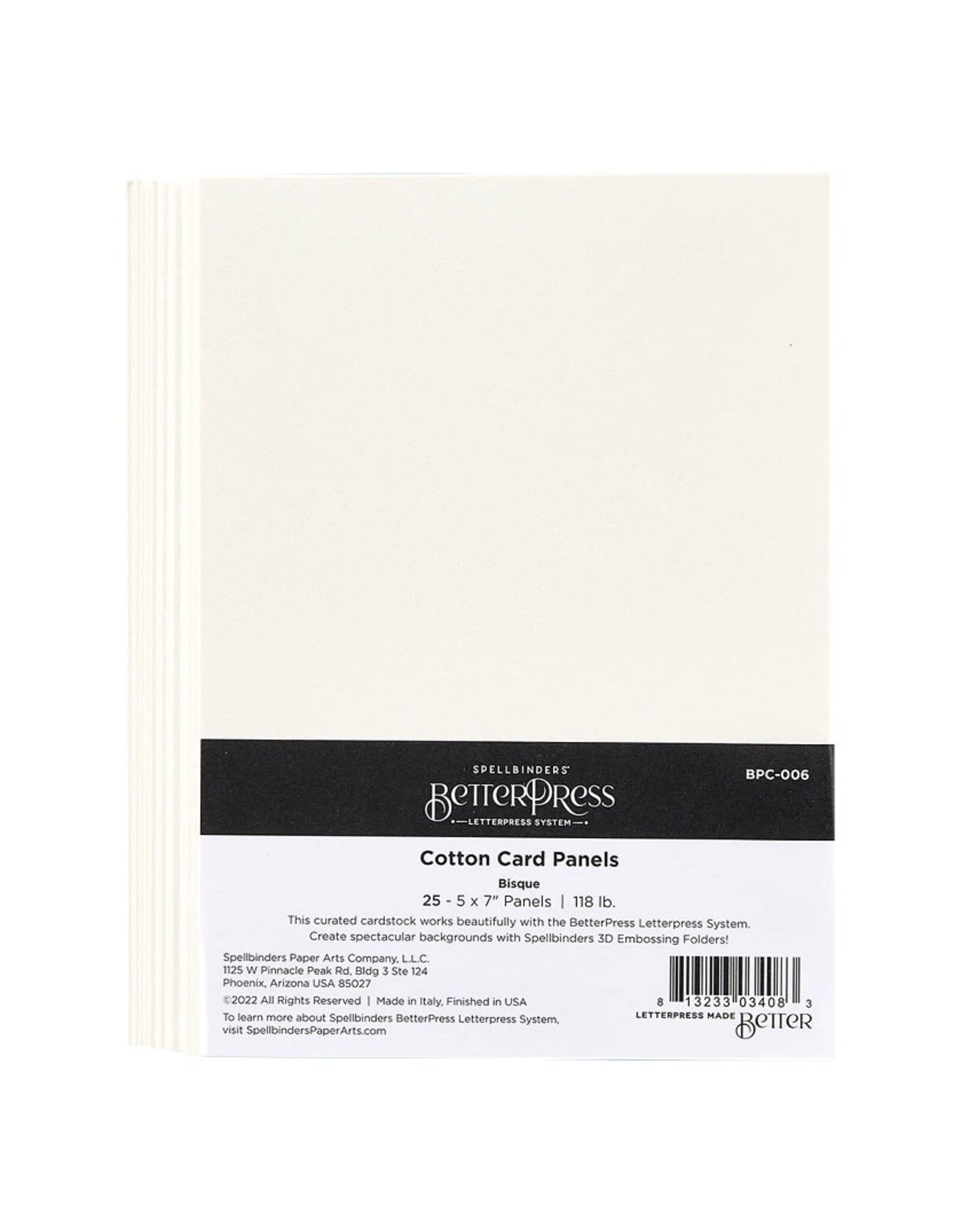 Spellbinders BetterPress A7 Cotton Card Panels - 25 Pack - Bisque