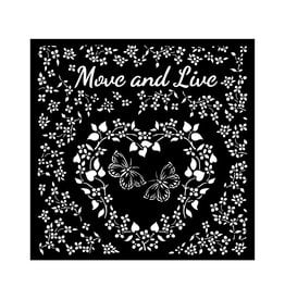 Stamperia Sunflower Art Move And Live Heart-Stencil 18X18CM