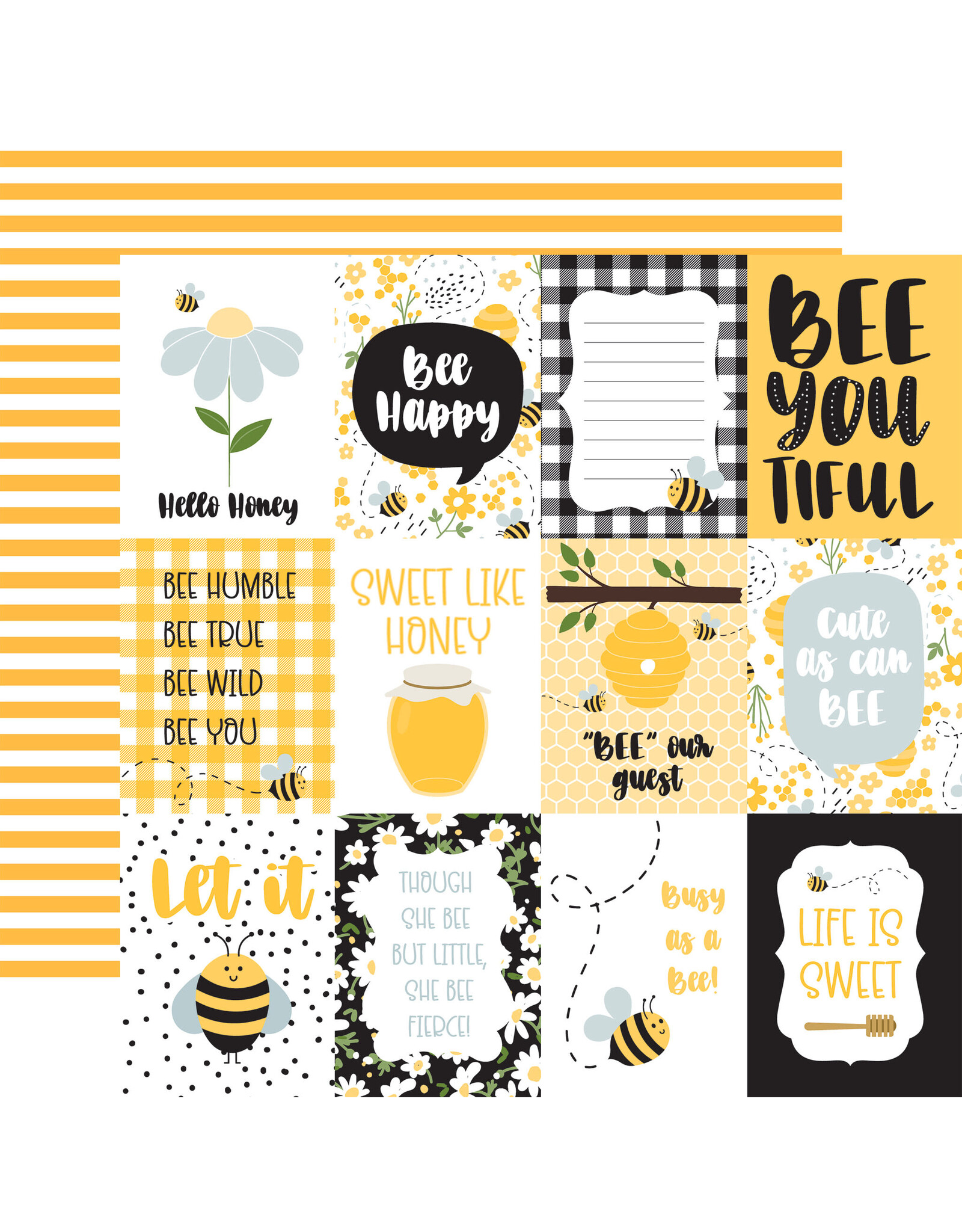 Echo Park Bee Happy - 3x4 Journaling Cards
