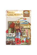 Stamperia Sunflower Art - Cardstock Ephemera Adhesive Paper Cut Outs - Elements And Poppies