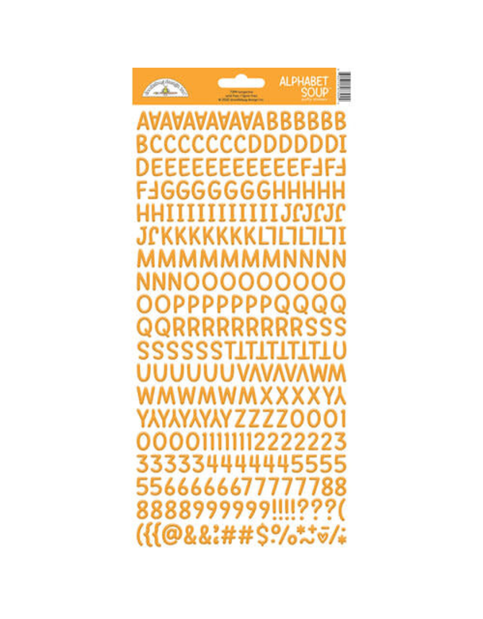 Doodlebug Design Alphabet Soup Puffy Stickers - Tangerine