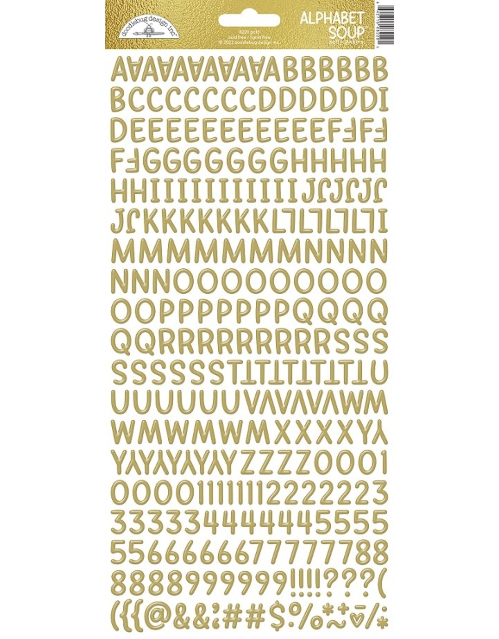 Doodlebug Design Alphabet Soup Puffy Stickers - Gold