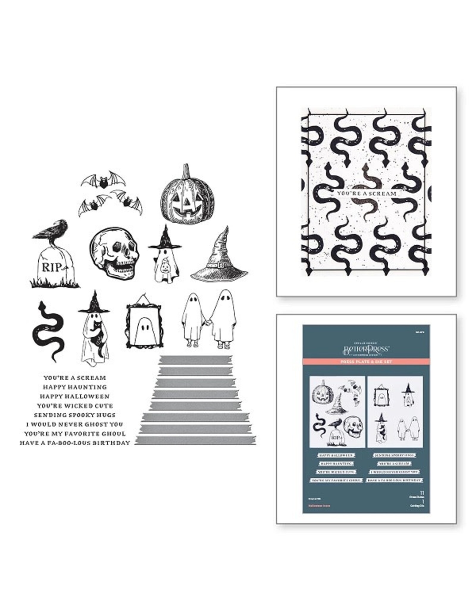 Spellbinders BetterPress Halloween Collection - Halloween Icons Press Plate & Die Set