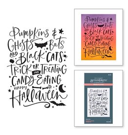 Spellbinders BetterPress Halloween Collection - Pumpkins & Ghosts Background Press Plates