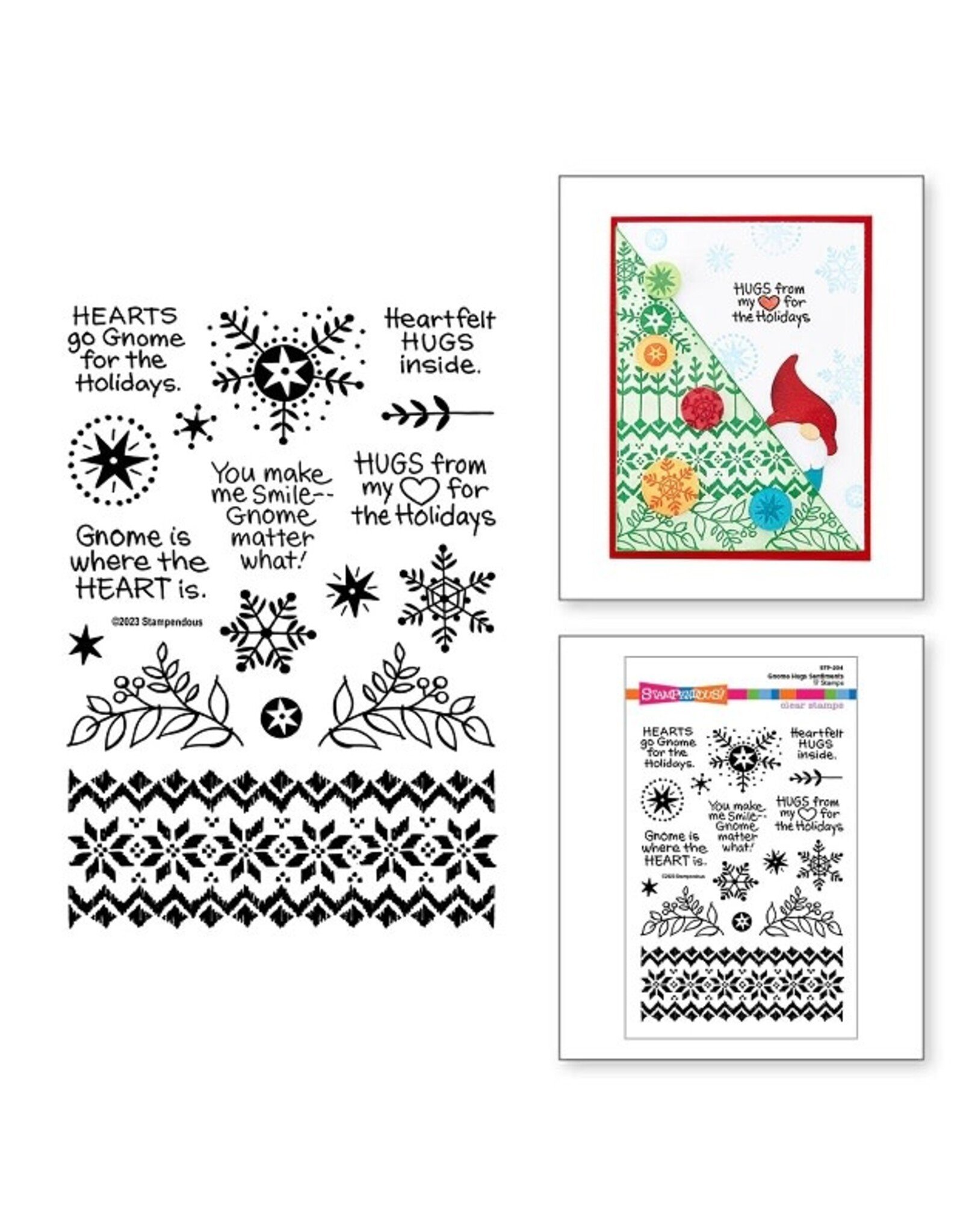 Stampendous Holiday Hugs Collection - Gnome Hugs Sentiments Clear Stamp Set