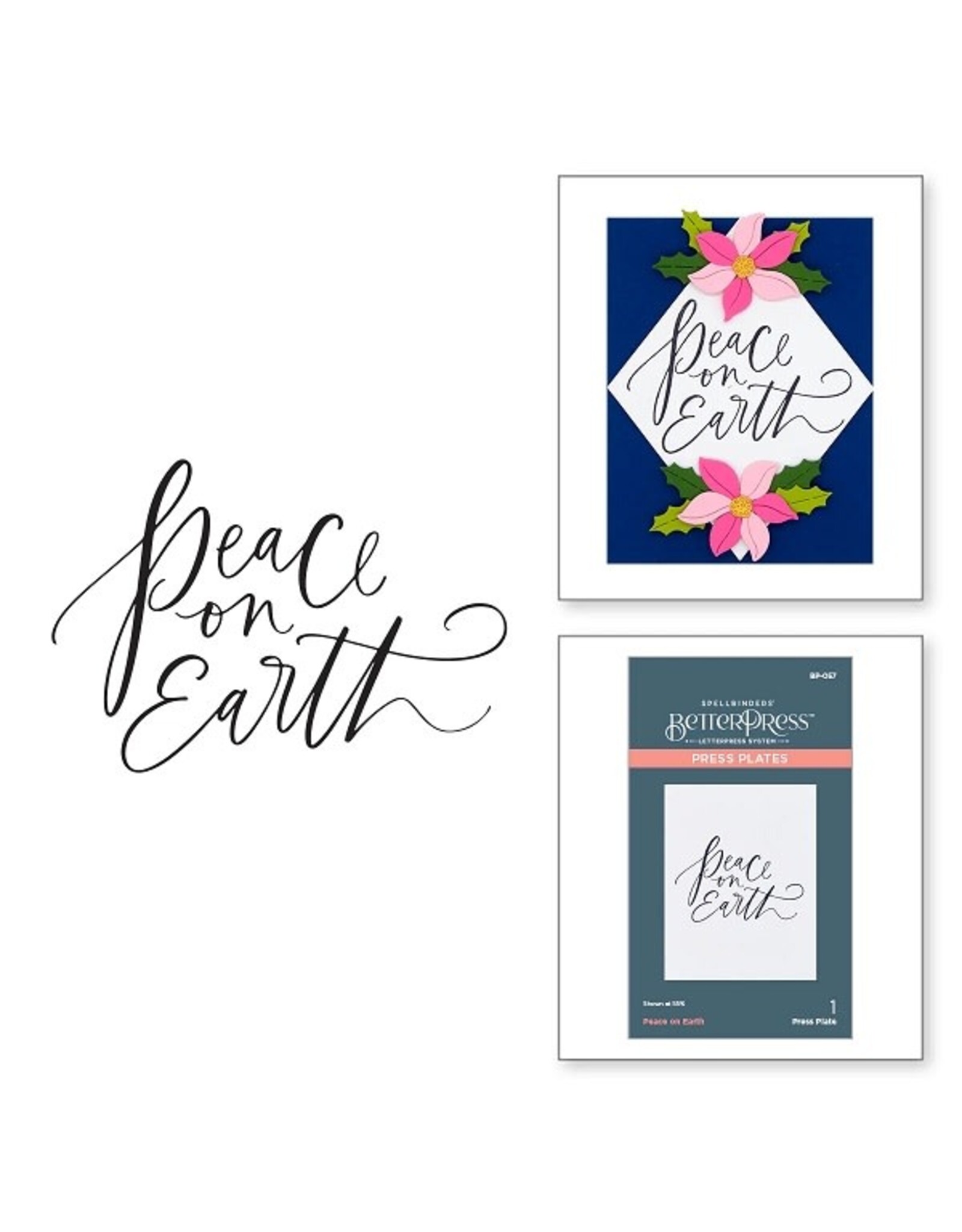 Spellbinders BetterPress Christmas Collection - Peace on Earth Press Plate