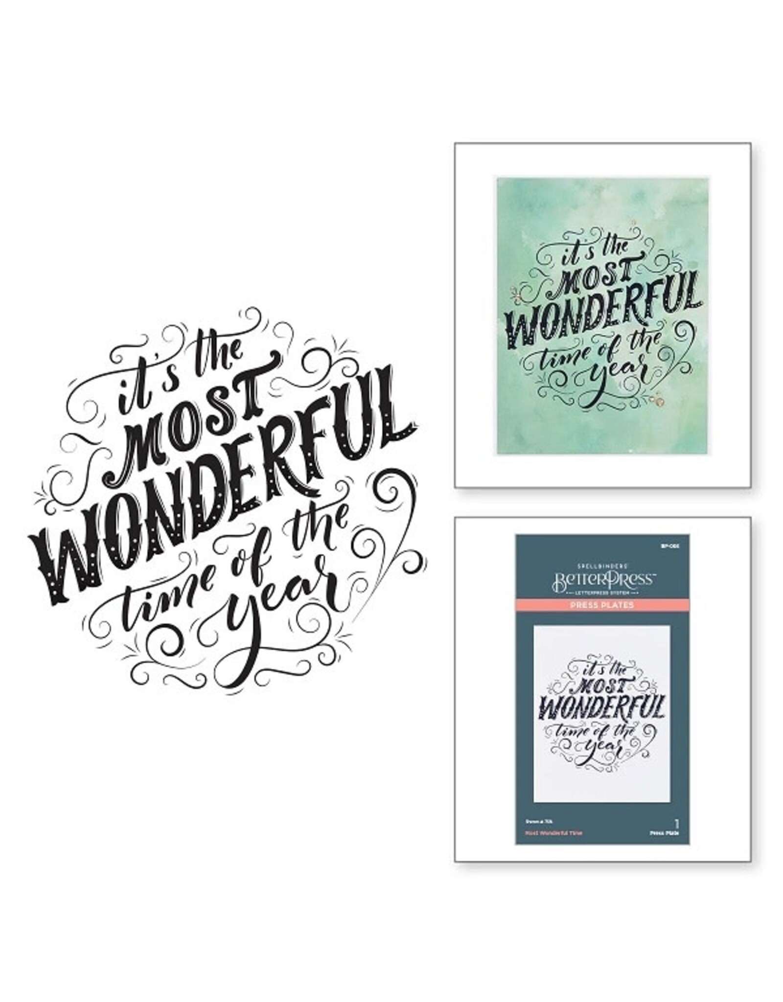 Spellbinders BetterPress Christmas Collection - Most Wonderful Time Press Plate