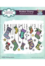Creative Expressions Bonnita Moaby Stocking Garland 6x4" Rubber Stamp