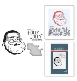 Spellbinders More BetterPress Christmas Collection - Holly Jolly Santa Press Plate & Die Set