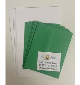 The Nic Nook 10 A2 Scored Cards & Green Envelops