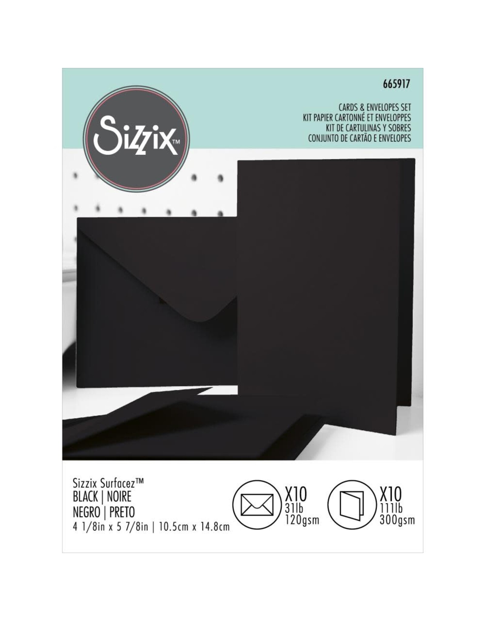 Sizzix Surfacez Cards & Envelopes, A6, Black, 10PK