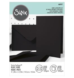 Sizzix Surfacez Cards & Envelopes, A6, Black, 10PK