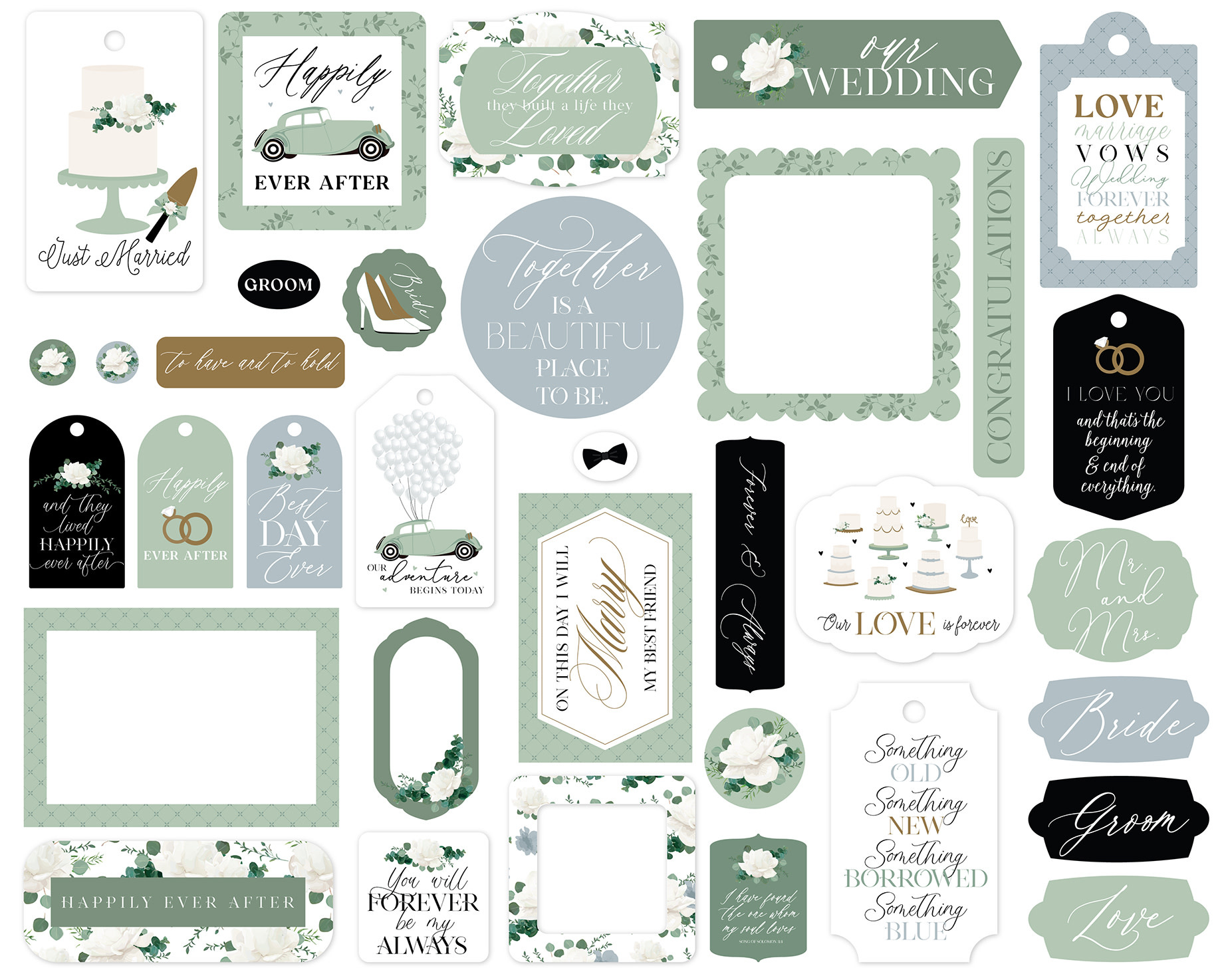Echo Park Wedding Bells Frames & Tags