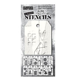 Tim Holtz - Stampers Anonymous Festive Art - Element Stencils Set