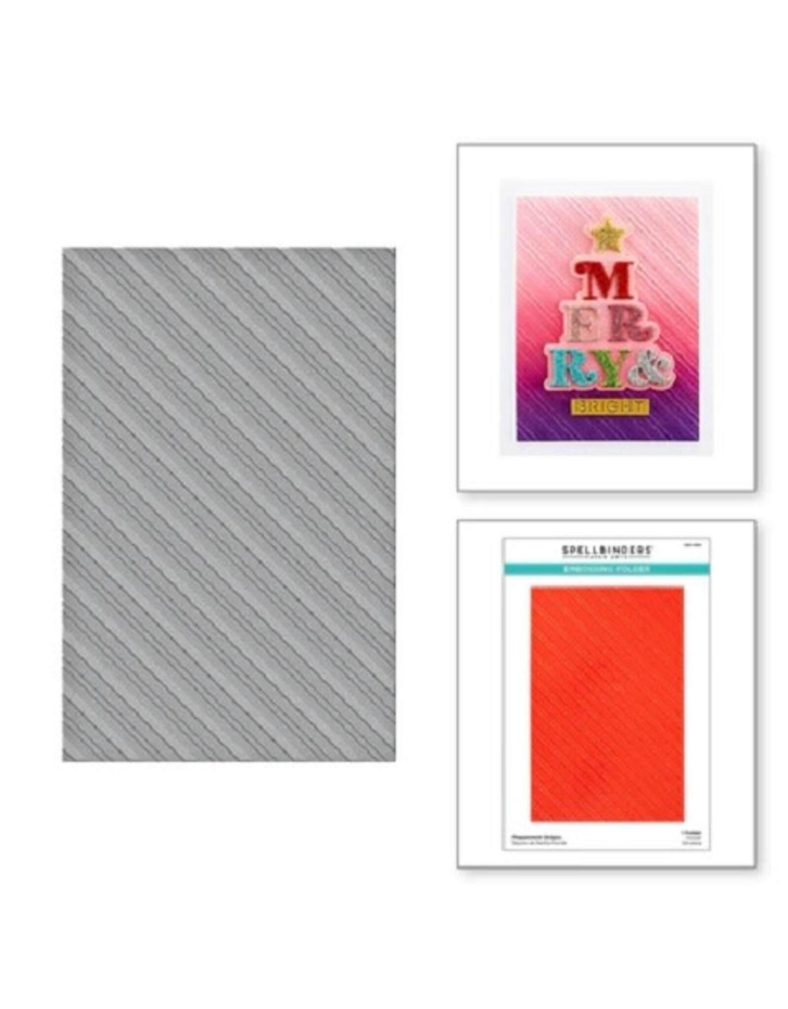 Spellbinders Merry & Bright Collection - Peppermint Stripes Embossing Folder