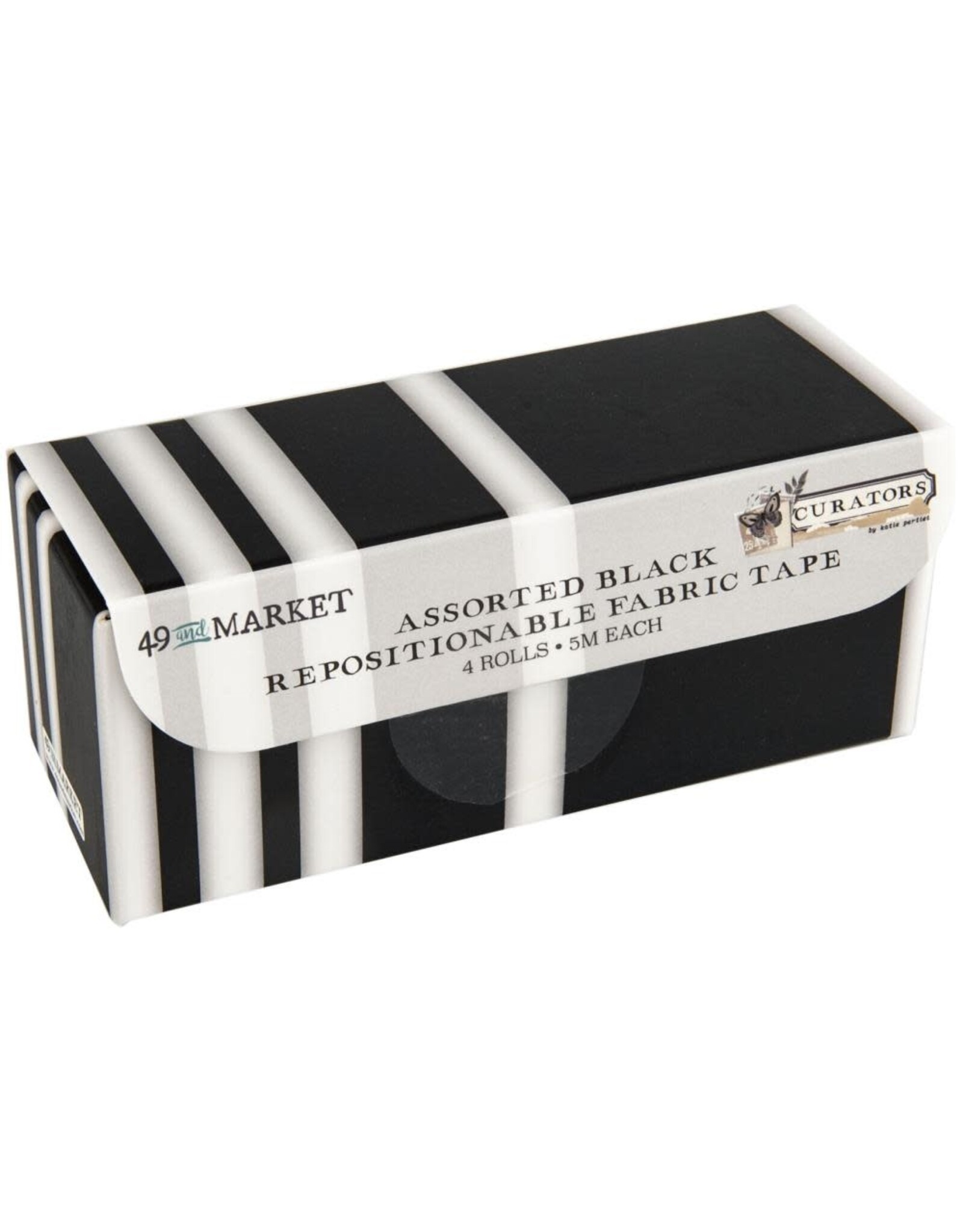 49 AND MARKET Curators Fabric Tape Set 4/Rolls - All Black Assortment