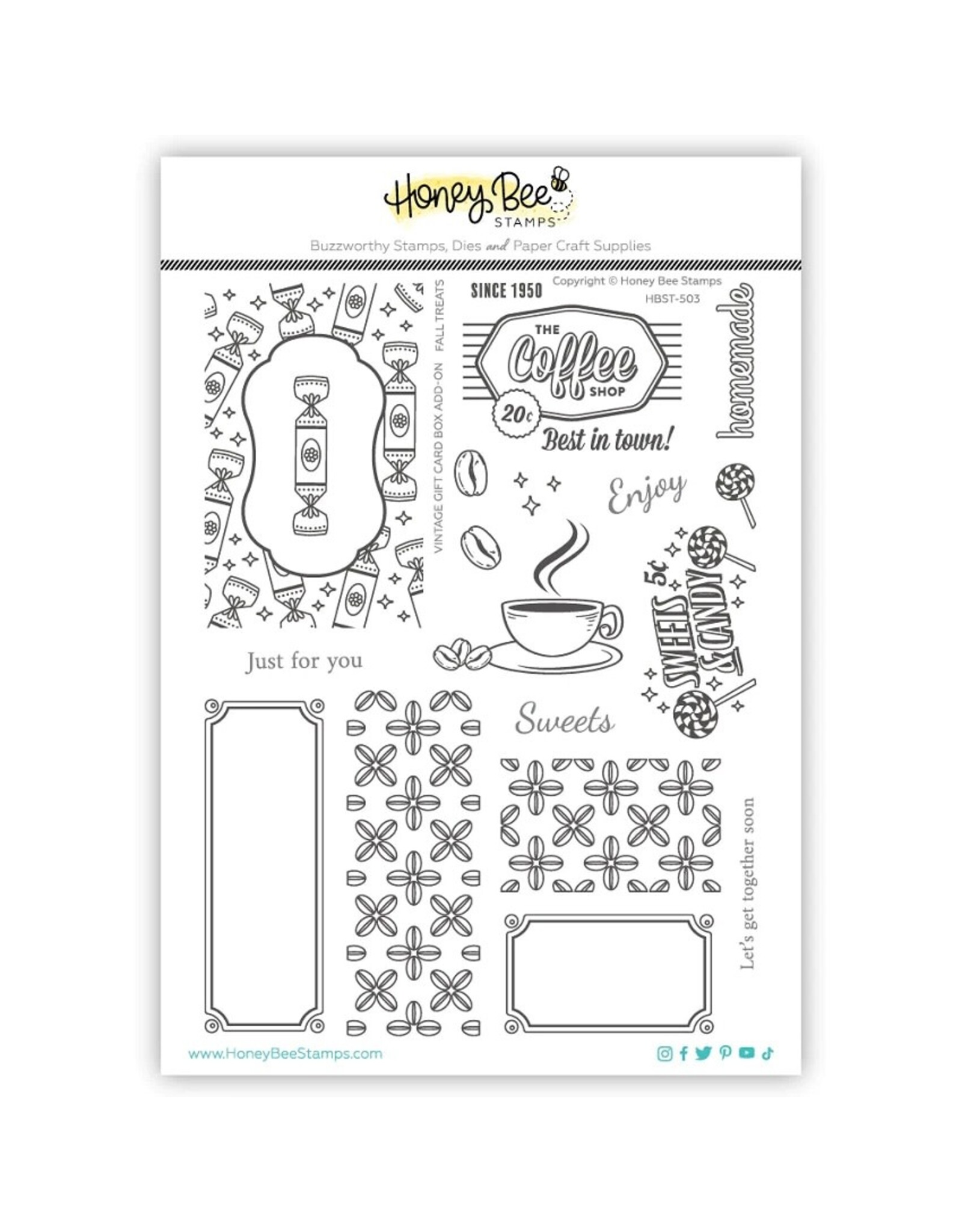 Honey Bee Vintage Gift Card Box Add On - Fall Treats 6x8 Stamp Set