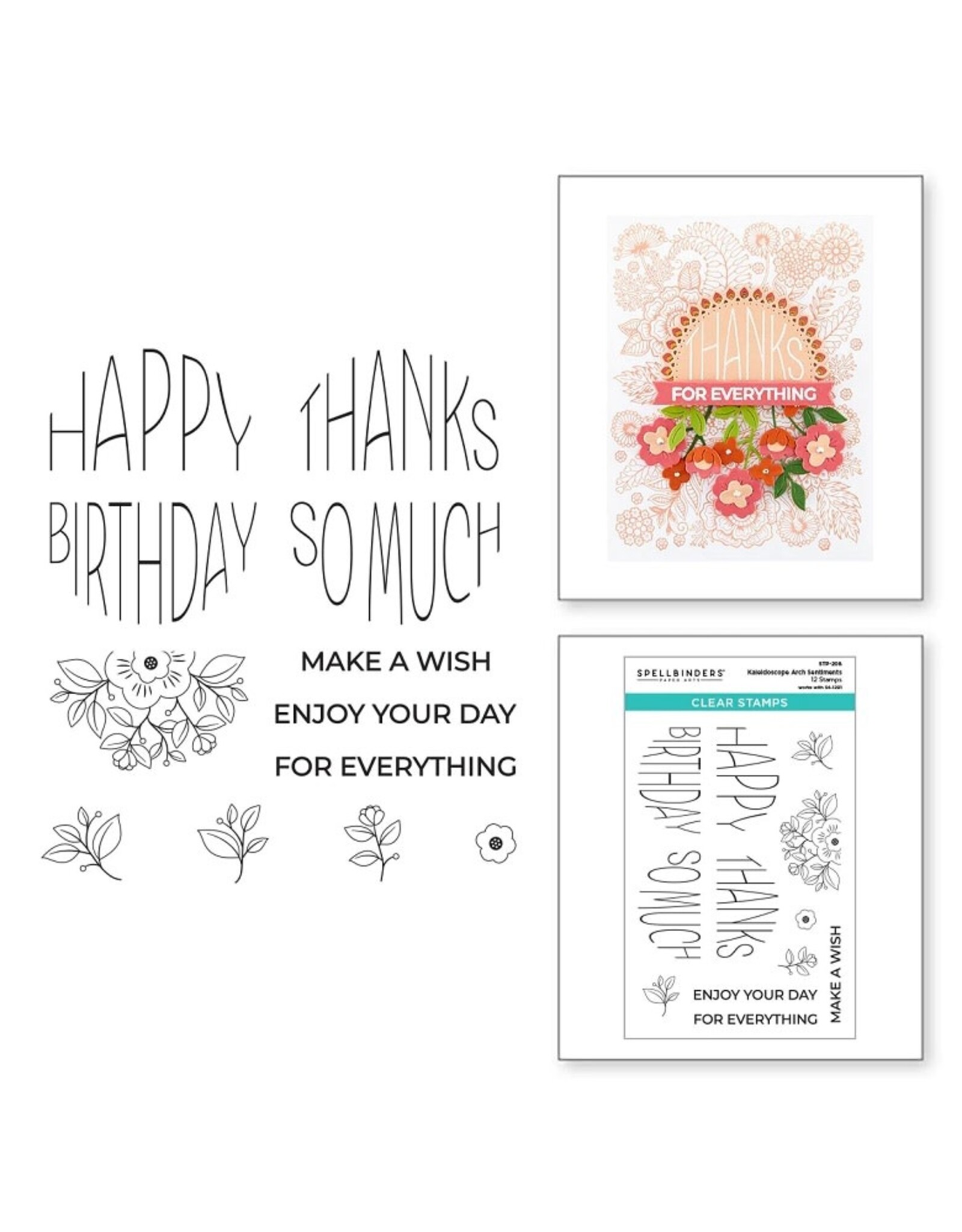 Spellbinders Kaleidoscope Arch Collection - Kaleidoscope Arch Sentiments Stamp Set