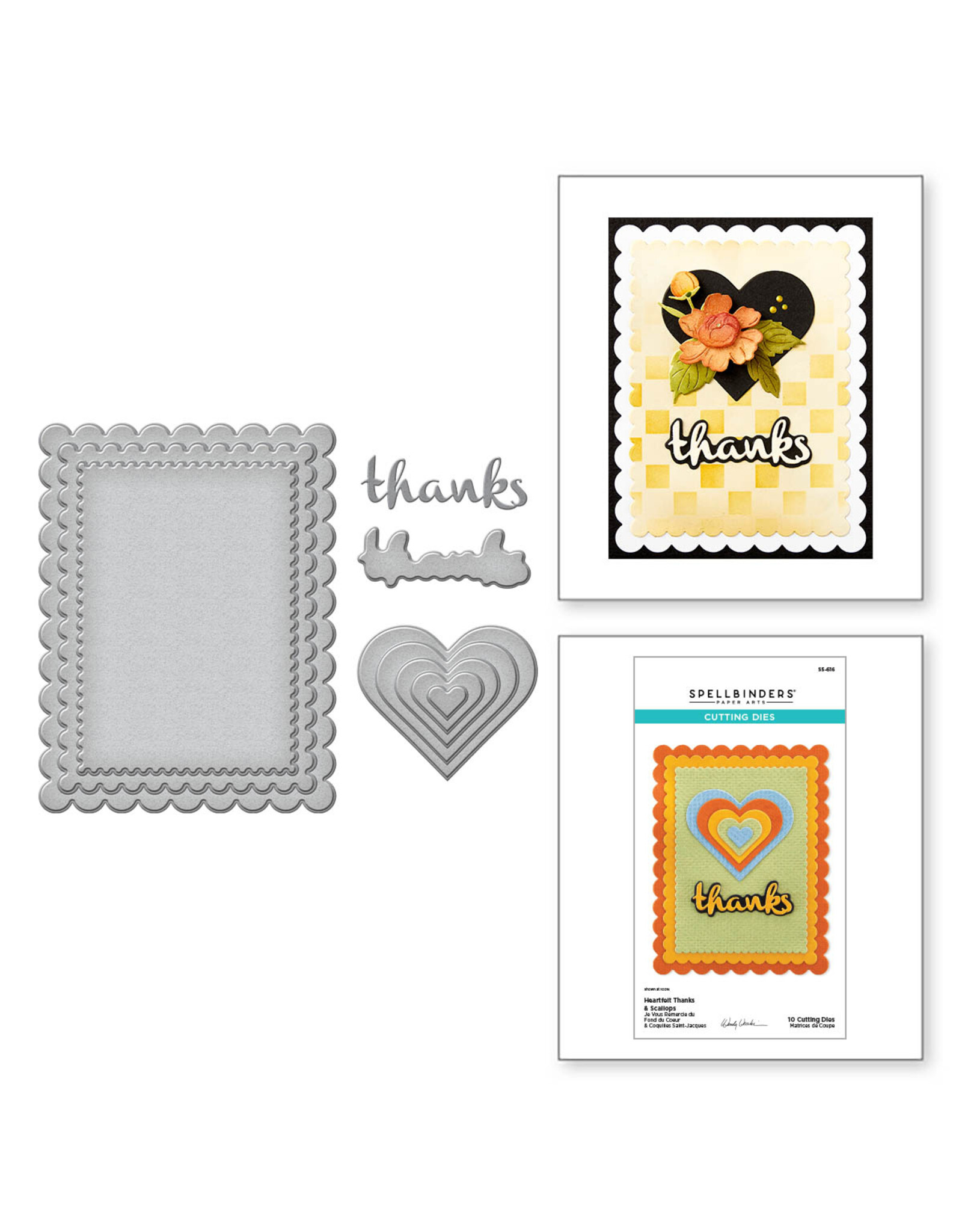 Spellbinders The Garden Collection Heartfelt Thanks and Scallops Etched Dies