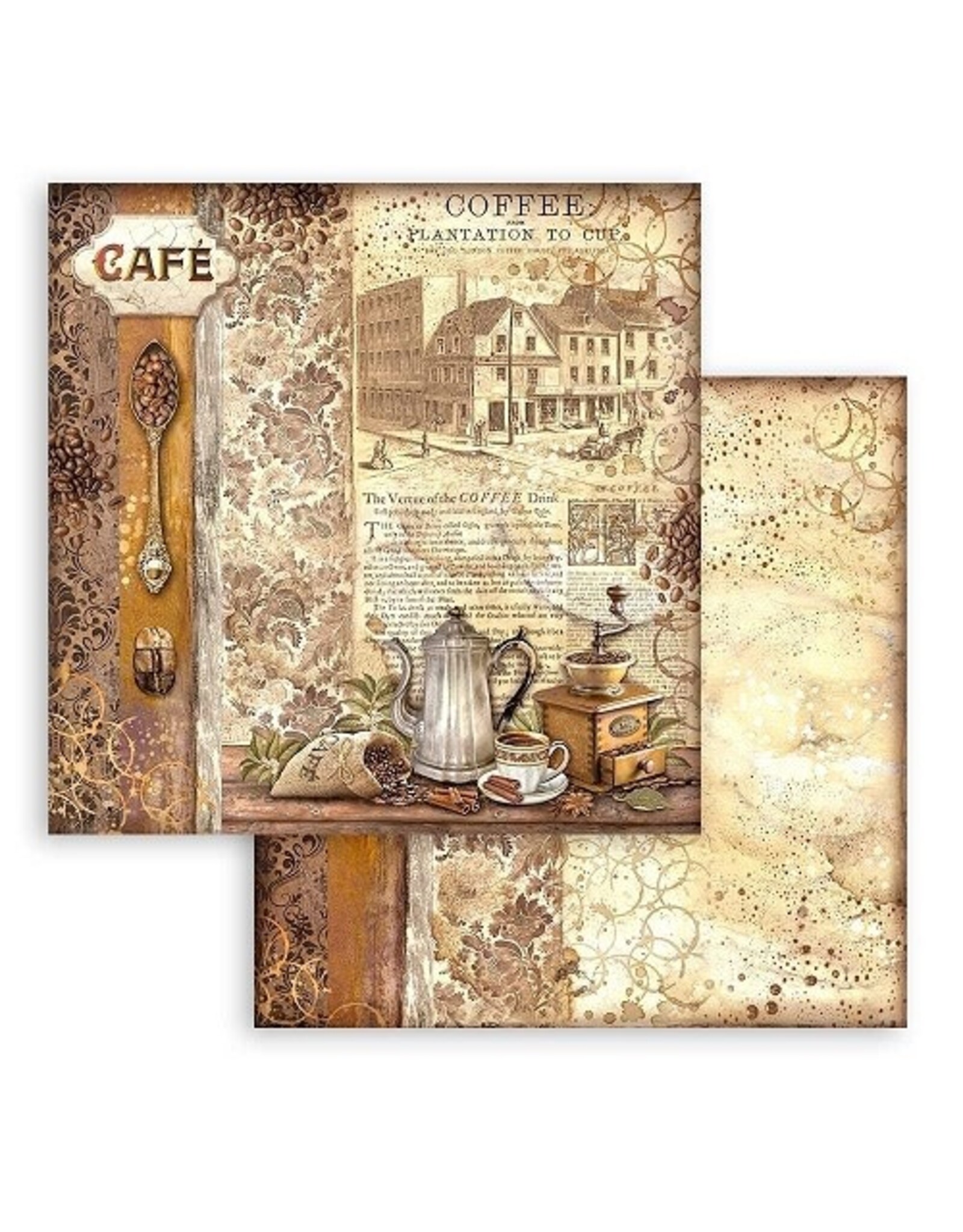 Stamperia Coffee and Chocolate 12x12 Paper - Grinder