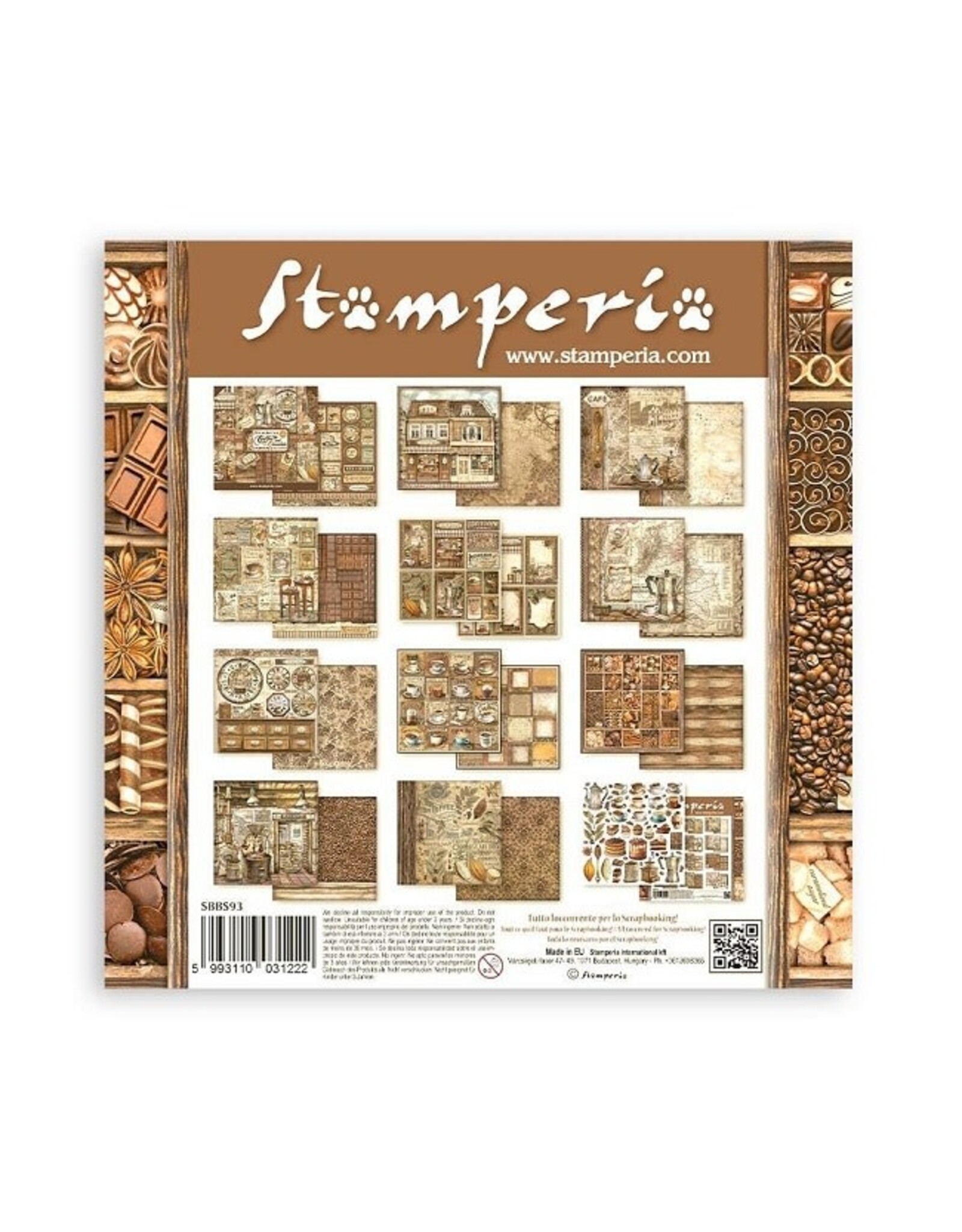 Stamperia Coffee and Chocolate Collection 8X8 Double Sided Paper Pad - 10pk