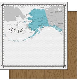 Scrapbook Customs Alaska Map Paper