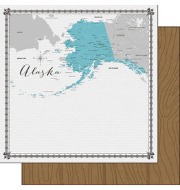 Scrapbook Customs/Stamping Station Alaska Map Paper