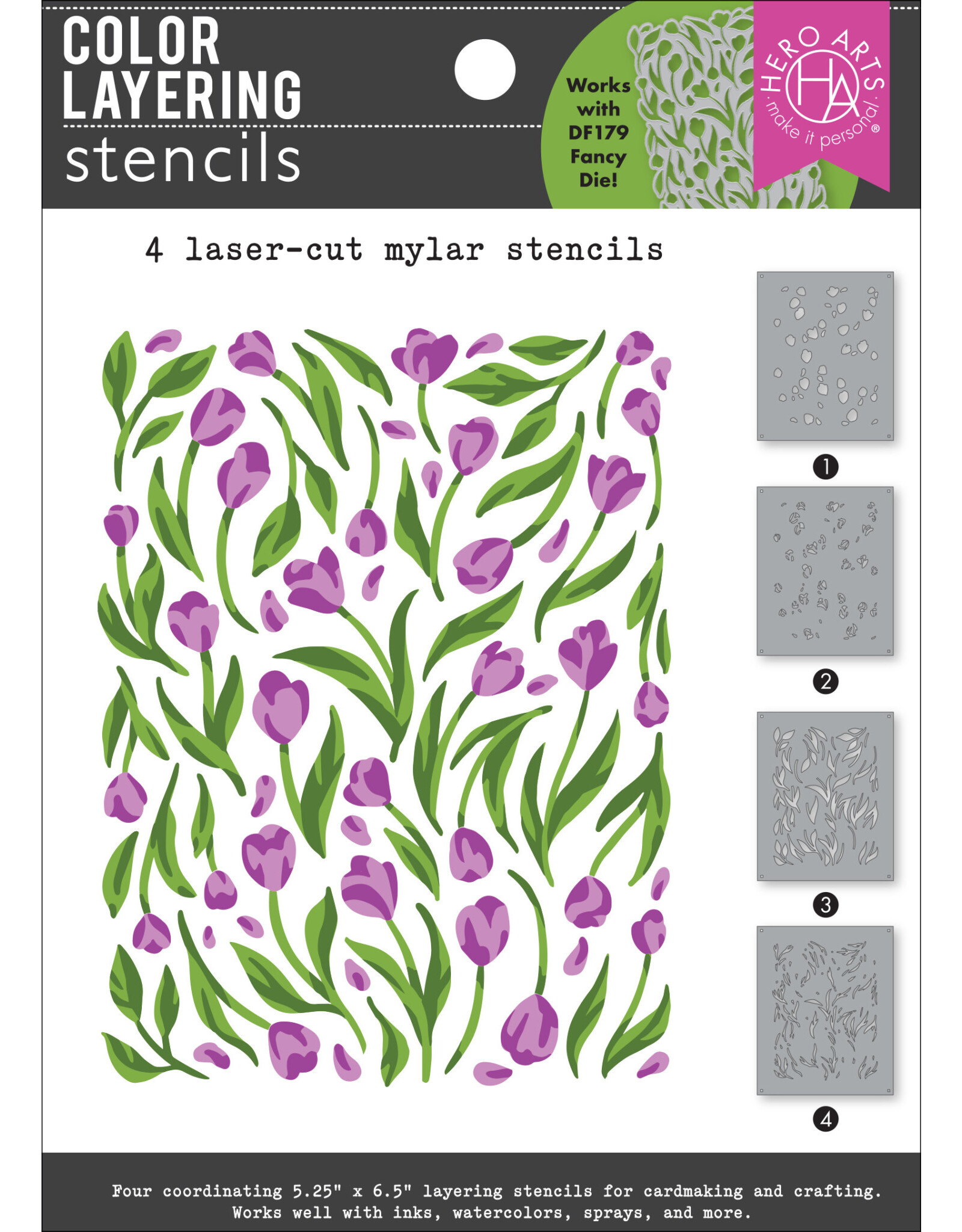Hero Arts Color Layering Tulip Pattern Stencils