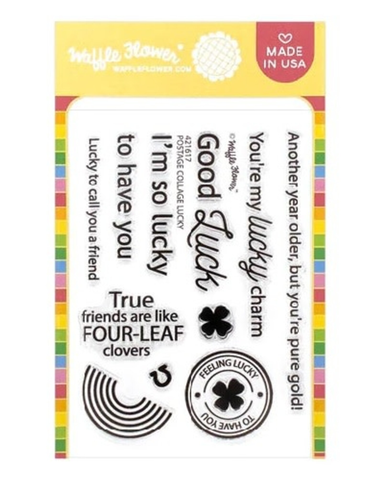 Waffle Flower Postage Collage Lucky Stamp Set
