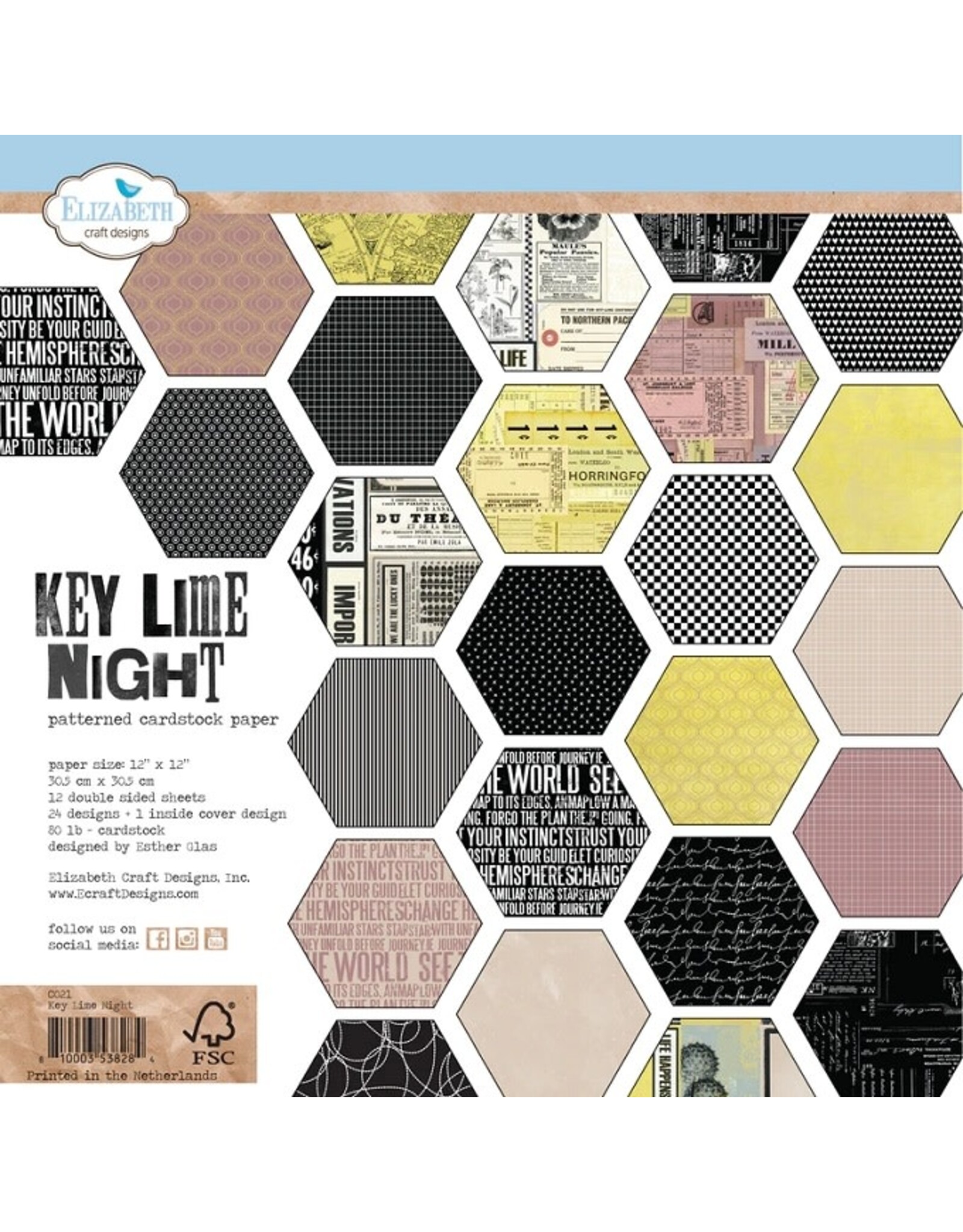 Elizabeth Craft Designs Key Lime Night 12x12 paper pack