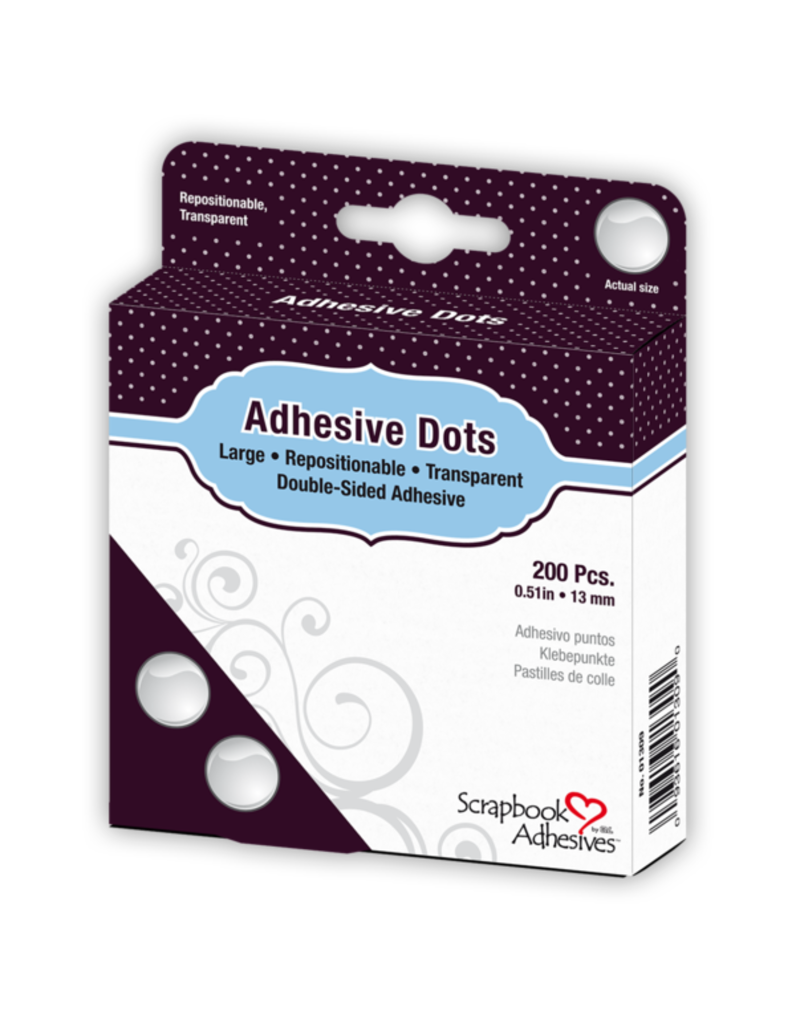 Scrapbook Adhesives Adhesive Dots - Large - Repositionable - Transparent 0.5in 13mm