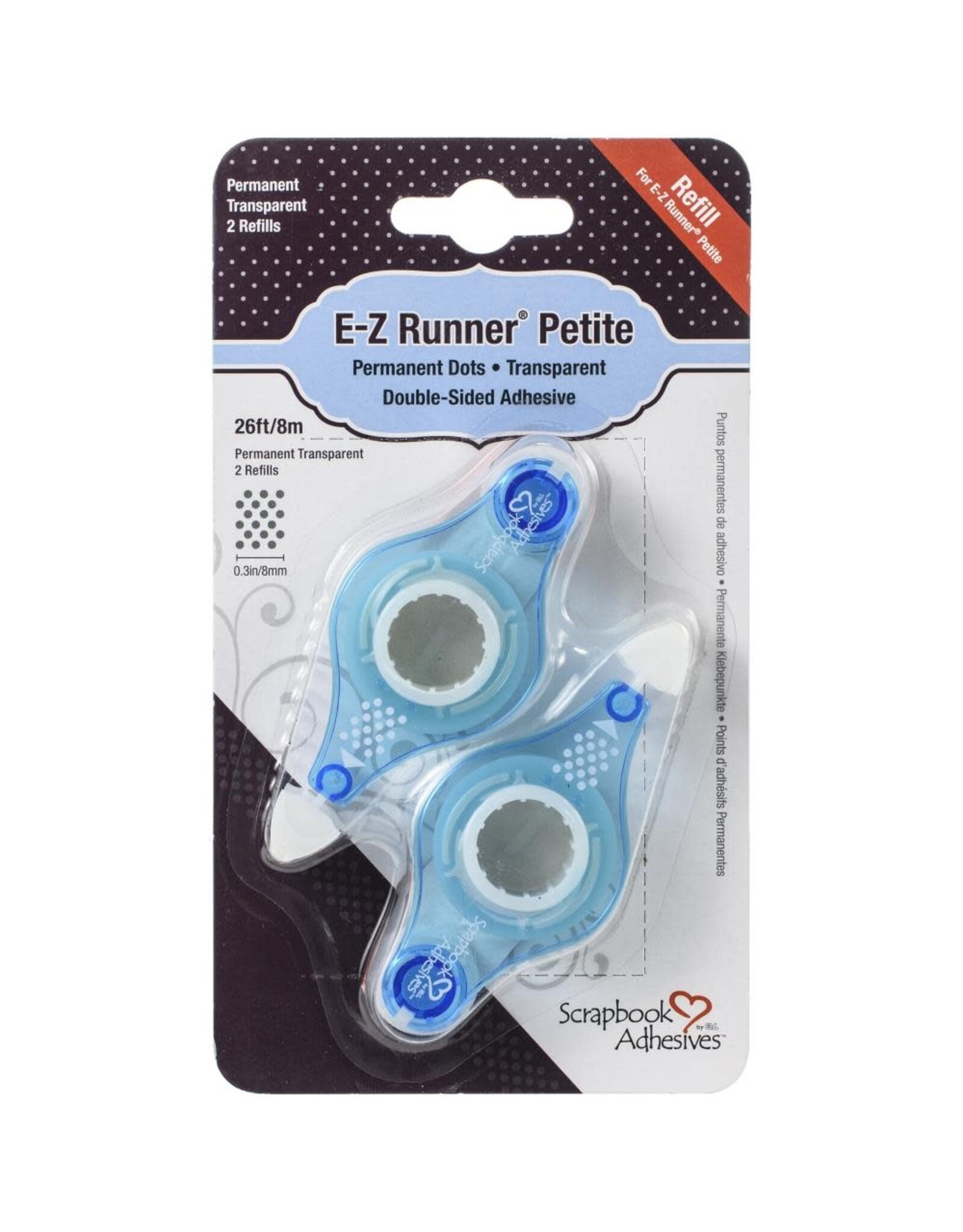 Scrapbook Adhesives EZ Runner Petite Refill - Permanent Dots - Transparent - 2 pc