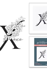 Spellbinders Everyday Occasion Floral Alphabet Collection - Floral X and Sentiment - Press Plates